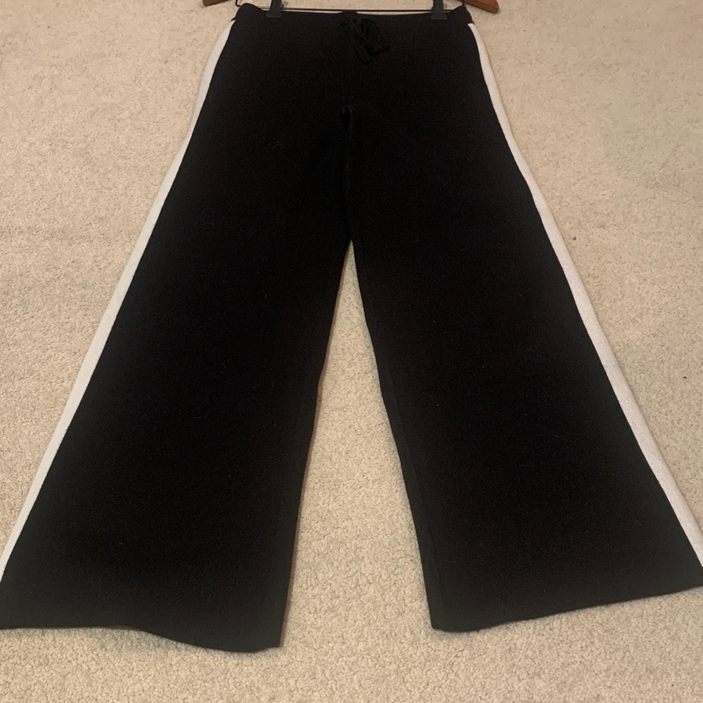 Franklin + Daysi Black Knit Pant with White Side Stripe